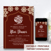 Minimalist Gold Mandala Ramadan Iftar Dinner 招待状