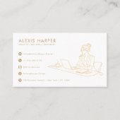 Minimalist Gold Modern Line Art QR Code 名刺 (正面)