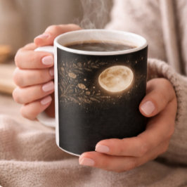 Minimalist Gold Moon & Constellation Black Mug コーヒーマグカップ