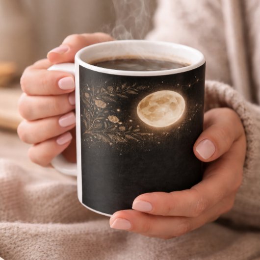 Minimalist Gold Moon & Constellation Black Mug コーヒーマグカップ