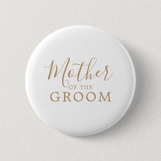 Minimalist Gold Mother of the Groom Bridal Shower 缶バッジ (正面)