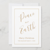 Minimalist|Gold Peace on Earth Christmas Card 招待状 (正面)