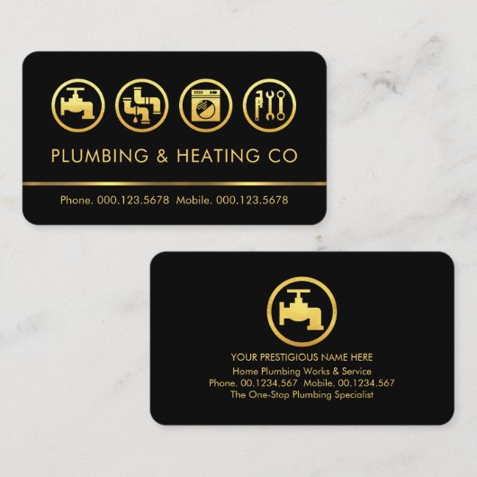 Minimalist Gold Plumbing Tools Line 名刺 (正面/裏面)