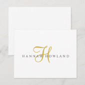 Minimalist Gold Script Monogram Name  ノートカード (正面/裏面)