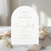 Minimalist Gold Script Wedding Evening Party 招待状