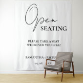 Minimalist Gold  Script Wedding Open Seating Sign タペストリー (インサイチュ)