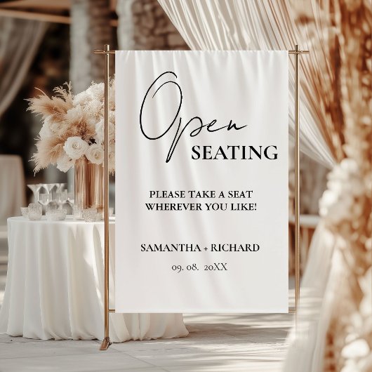 Minimalist Gold  Script Wedding Open Seating Sign タペストリー