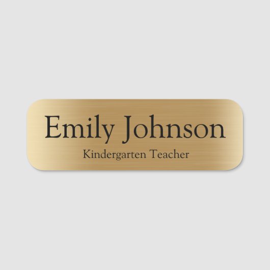 Minimalist Gold Teacher Name | Custom Kindergarten 名札 (正面)