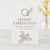 Minimalist Gold Typography Christmas Card カード (黄色い花)