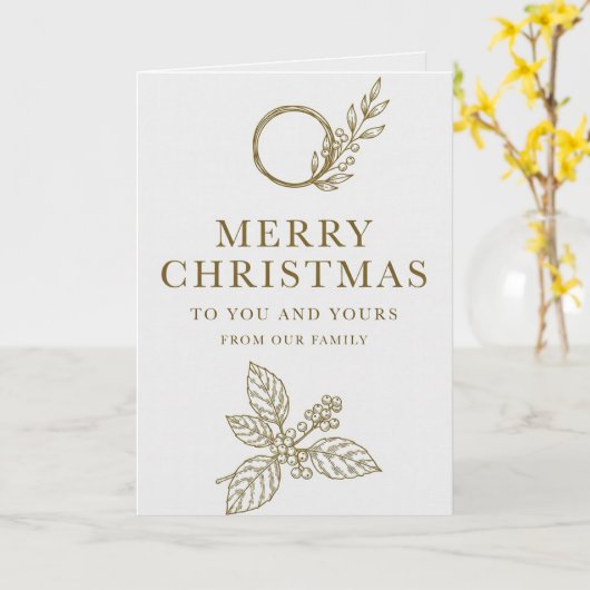 Minimalist Gold Typography Christmas Card カード (黄色い花)