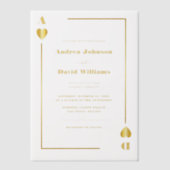 Minimalist Gold Vegas Casino Poker Wedding ベラム紙招待状 (正面)