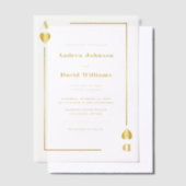 Minimalist Gold Vegas Casino Poker Wedding ベラム紙招待状 (オフセット)