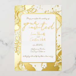 Minimalist Gold Watercolor Foil Invitation 箔招待状