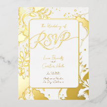 Minimalist Gold Watercolor Foil RSVP