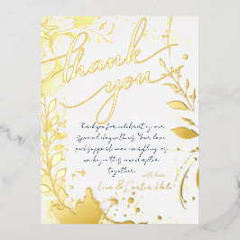 Minimalist Gold Watercolor Foil Thank You Card 箔招待状ポストカード