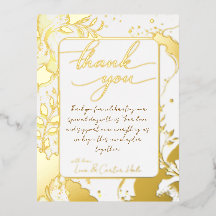 Minimalist Gold Watercolor Foil Thank You Card