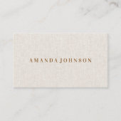 Minimalist Golden Beauty Salon Beige Linen Look 名刺 (正面)