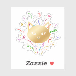 Minimalist Golden Cat Face Confetti New Year シール