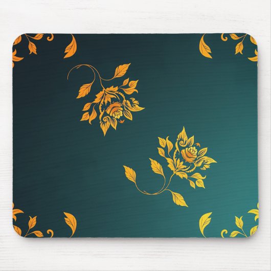 Minimalist Golden Floral Mouse Pad マウスパッド (正面)
