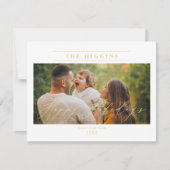 Minimalist Golden Happy Holidays Photo Family シーズンカード (正面)