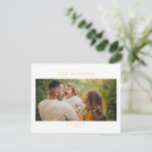 Minimalist Golden Happy Holidays Photo Family シーズンカード (スタンド正面)