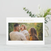 Minimalist Golden merry Christmas Photo Family シーズンカード (スタンド正面)