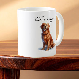 Minimalist Golden Retriever Art Mug コーヒーマグカップ