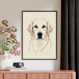 Minimalist Golden Retriever Line Art  キャンバスプリント