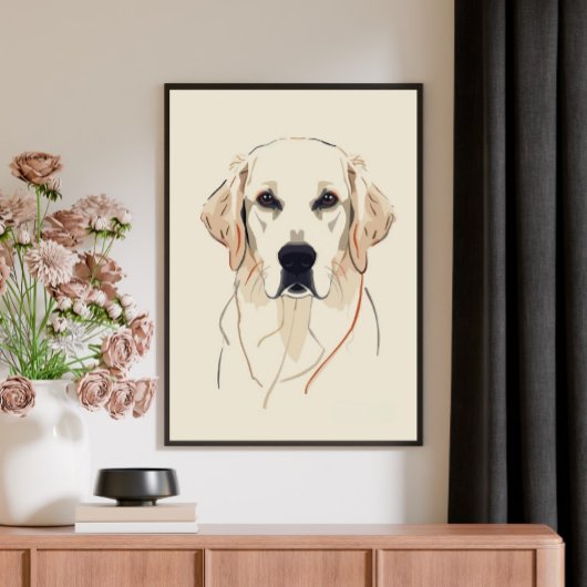 Minimalist Golden Retriever Line Art  キャンバスプリント
