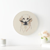 Minimalist Golden Retriever Line Art  ラージ壁時計 (ホーム)