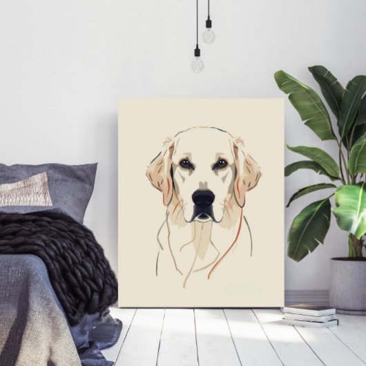 Minimalist Golden Retriever Line Art Poster ポスター