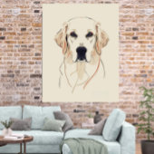 Minimalist Golden Retriever Line Art Poster ポスター