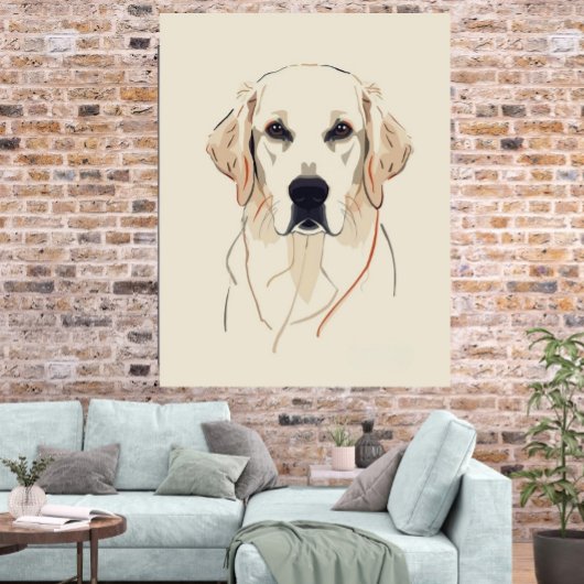 Minimalist Golden Retriever Line Art Poster ポスター