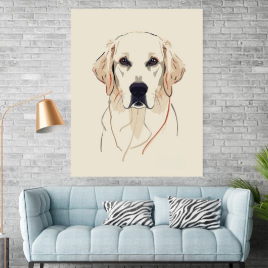 Minimalist Golden Retriever Line Art Poster ポスター