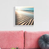 Minimalist Golden Sand Ripples on Tropical Beach  キャンバスプリント (インサイチュ (リビング))