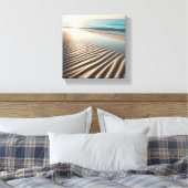 Minimalist Golden Sand Ripples on Tropical Beach  キャンバスプリント (インサイチュ (寝室))