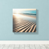 Minimalist Golden Sand Ripples on Tropical Beach  キャンバスプリント (インサイチュ (ウッドフロア))