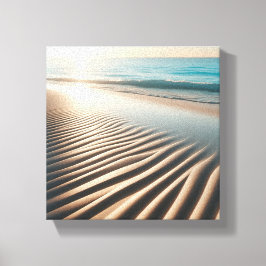 Minimalist Golden Sand Ripples on Tropical Beach  キャンバスプリント