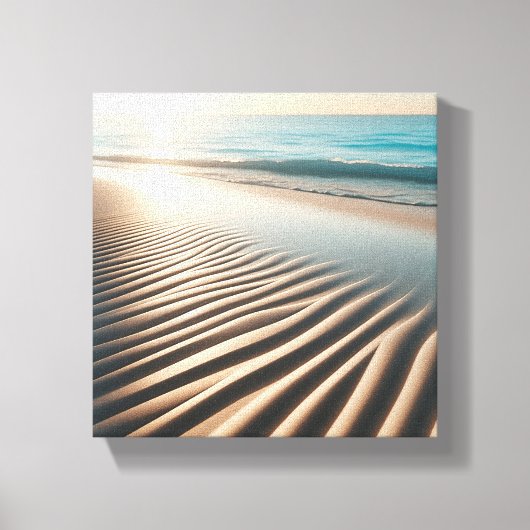 Minimalist Golden Sand Ripples on Tropical Beach  キャンバスプリント (正面)