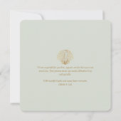 Minimalist Golden Seashell Mute Sage Wedding サンキューカード (裏面)