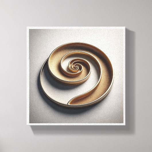 Minimalist Golden Spiral - Modern Geometric 3D Rel キャンバスプリント (正面)