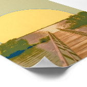 Minimalist Golden Sun Boardwalk Lake Landscape  ポスター (角)