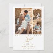 Minimalist Golden Wheat 3 Photos Collage Wedding (正面)