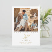 Minimalist Golden Wheat 3 Photos Collage Wedding (スタンド正面)