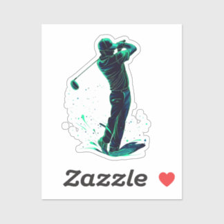 Minimalist Golfer Green Glow Silhouette シール