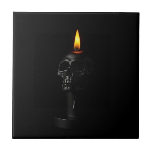 Minimalist Gothic Halloween Candle Ceramic Tile タイル (正面)