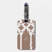 Minimalist Gothic Window Calligraphy Mocha Brown ラゲッジタグ (裏面縦)
