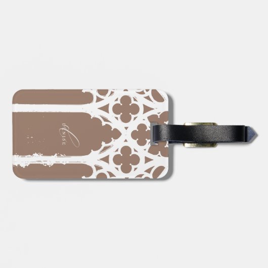 Minimalist Gothic Window Calligraphy Mocha Brown ラゲッジタグ (裏面横)