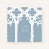 Minimalist Gothic Window Calligraphy Pale Blue ノートブック (正面)