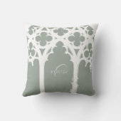 Minimalist Gothic Window Calligraphy Pale Olive クッション (裏面)